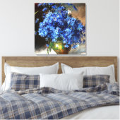 Mooie blauwe korenbloemen schilderij, canvas afdruk (Insitu (Slaapkamer))
