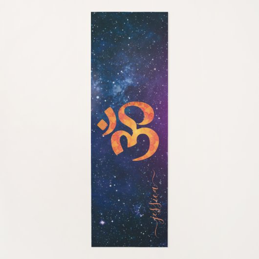 Mooie Blauwe Kosmische Galaxy OM Aangepaste Naam Yogamat (Voorkant)