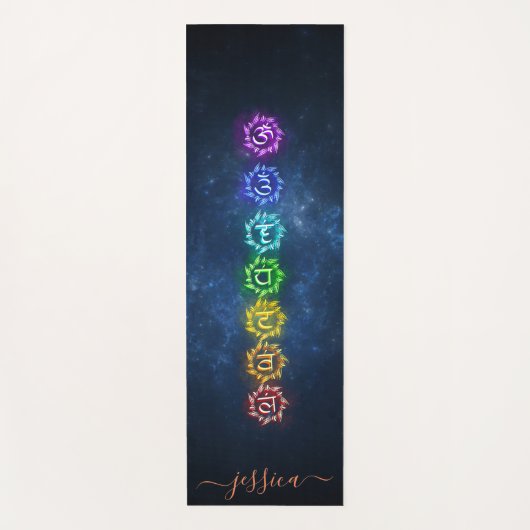 Mooie Blauwe Kosmische OM Chakra Healing Custom Yogamat (Voorkant)