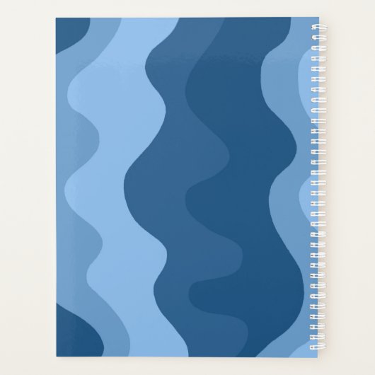 Mooie blauwe krommen Stripes kleurrijk Vette KUSTM Planner (Achterkant)