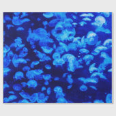 Mooie blauwe kwal cadeaupapier (Vlak)