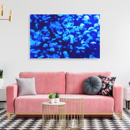 Mooie blauwe kwal canvas afdruk (Insitu (Woonkamer))