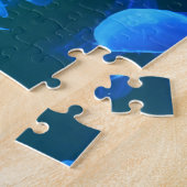 Mooie blauwe kwal in groen water legpuzzel (Zijkant)