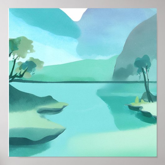 Mooie blauwe lagune poster (Voorkant)