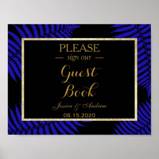 Mooie blauwe lef-racken bruiloft poster (Voorkant)