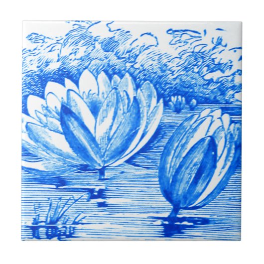 Mooie blauwe lotusbloemen Keramische Tegel Tegeltje (Voorkant)