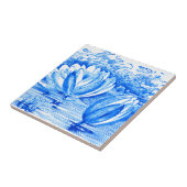 Mooie blauwe lotusbloemen Keramische Tegel Tegeltje (Zijkant)