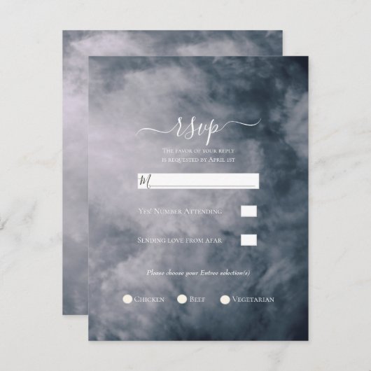 Mooie Blauwe Lucht Bewolkte Hemelse Trouw RSVP Kaart (Voorkant / Achterkant)