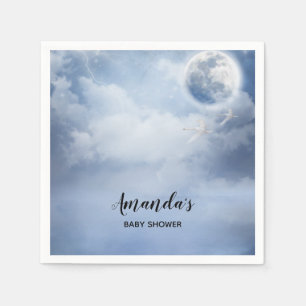 Mooie Blauwe Lucht met Vliegende Zwanen Baby Showe Servet