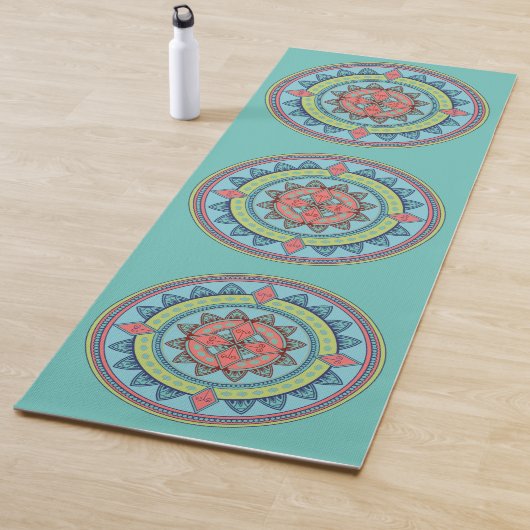 Mooie Blauwe Mandala Kunst Yogamat (In situ)