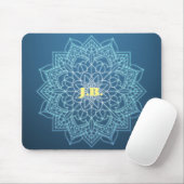Mooie Blauwe Mandala met Monogram Muismat (Met muis)