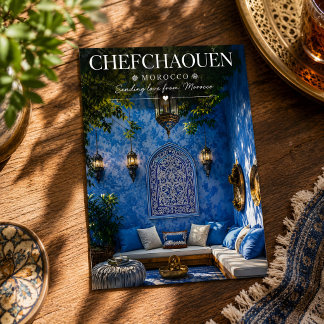 Mooie Blauwe Medina Chefchaouen Marokko Straten Briefkaart
