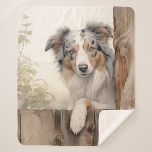 Mooie blauwe Merle Aussie Sherpa Deken (Voorkant)