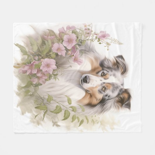 Mooie blauwe Merle Sheltie Fleece Deken (Voorkant (Horizontaal))