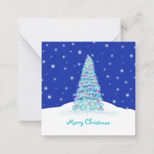 Mooie Blauwe Mini Kerstboom Notitiekaartje