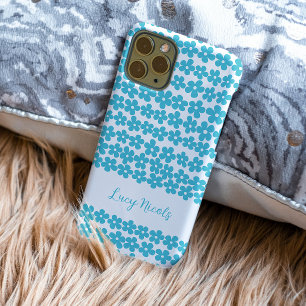 Mooie Blauwe Minimalistische Margriet Patroon Bloe iPhone 15 Case