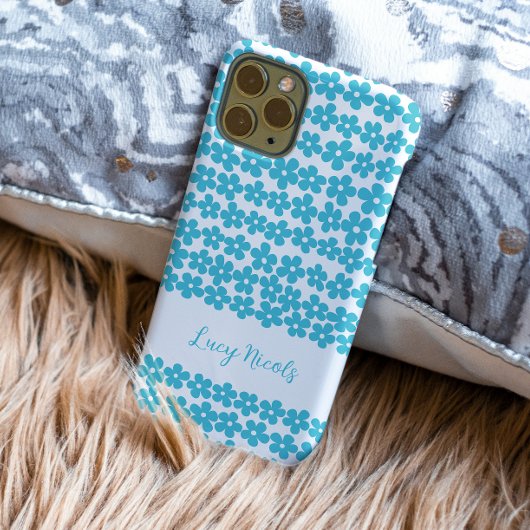 Mooie Blauwe Minimalistische Margriet Patroon Bloe Case-Mate iPhone Case