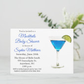Mooie blauwe mocktails baby shower jongens uitnodi kaart (Staand voorkant)