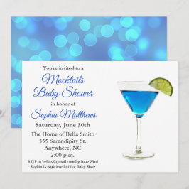 Mooie blauwe mocktails baby shower jongens uitnodi kaart