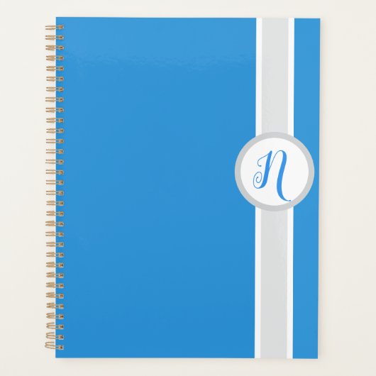 Mooie blauwe monogram planner (Voorkant)