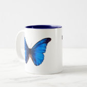 Mooie Blauwe Monrach vlinder kunst Tweekleurige Koffiemok (Voorkant links)