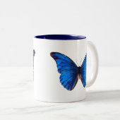 Mooie Blauwe Monrach vlinder kunst Tweekleurige Koffiemok (Voorkant rechts)