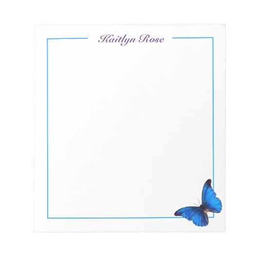 Mooie blauwe Morpho Butterfly| Aangepast Notitiebl Notitieblok (Voorkant)