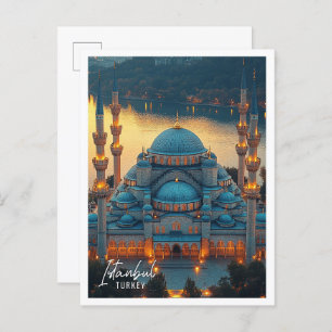 Mooie Blauwe Moskee Istanbul Turkije Briefkaart