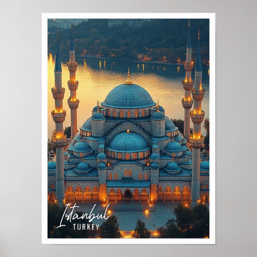 Mooie Blauwe Moskee Istanbul Turkije Poster (Voorkant)