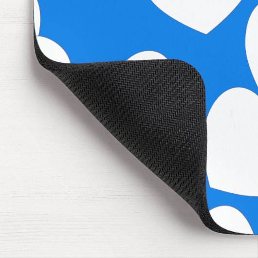 Mooie blauwe mousepad met groot wit hart muismat (Hoek)