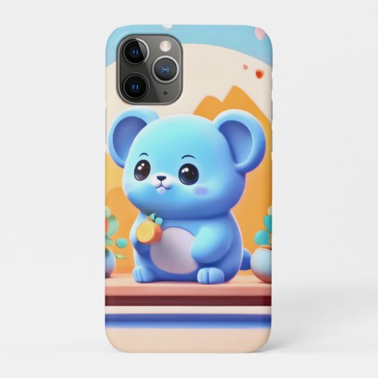 Mooie Blauwe Muis met Bloemen Case-Mate iPhone Case (Achterkant)