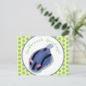 Mooie blauwe naaktfoto cartoon briefkaart (Staand voorkant)