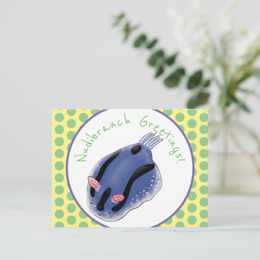 Mooie blauwe naaktfoto cartoon briefkaart (Staand voorkant)