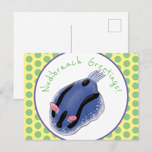 Mooie blauwe naaktfoto cartoon briefkaart (Voorkant / Achterkant)