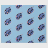 Mooie blauwe naaktfoto cartoon cadeaupapier (Vlak)