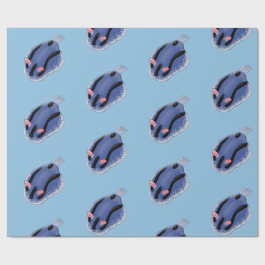 Mooie blauwe naaktfoto cartoon cadeaupapier (Vlak)