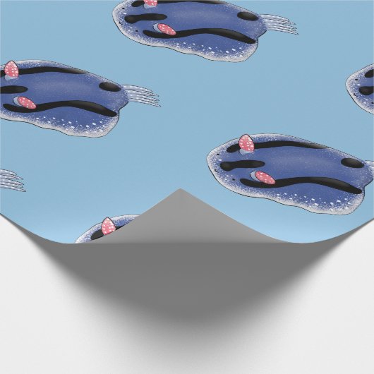 Mooie blauwe naaktfoto cartoon cadeaupapier (Hoek)