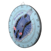 Mooie blauwe naaktfoto cartoon dartbord (Voorkant Rechts)