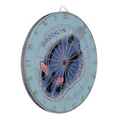 Mooie blauwe naaktfoto cartoon dartbord (Voorkant Links)