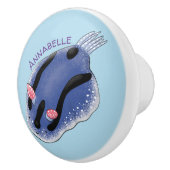 Mooie blauwe naaktfoto cartoon keramische knop (Rechts)