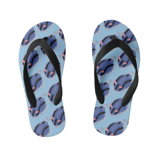 Mooie blauwe naaktfoto cartoon kinder teenslippers (Voetbed)