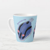 Mooie blauwe naaktfoto cartoon latte mok (Linkerhoek)