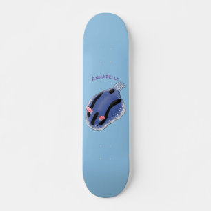 Mooie blauwe naaktfoto cartoon persoonlijk skateboard