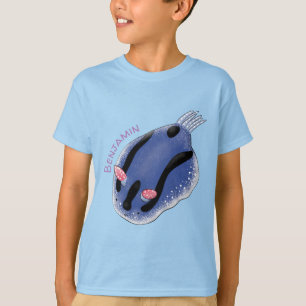 Mooie blauwe naaktfoto cartoon t-shirt