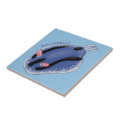 Mooie blauwe naaktfoto cartoon tegeltje (Zijkant)