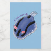 Mooie blauwe naaktfoto cartoon voedselcontainer etiket (Enkel label)