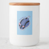 Mooie blauwe naaktfoto cartoon voedselcontainer etiket (Voorkant)