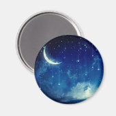 Mooie blauwe nachthemel en halve maan magneet (Voorkant / Achterkant)