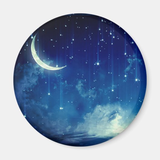 Mooie blauwe nachthemel en halve maan magneet (Voorkant)