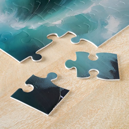 Mooie Blauwe Oceaan golven schilderij Legpuzzel (Zijkant)